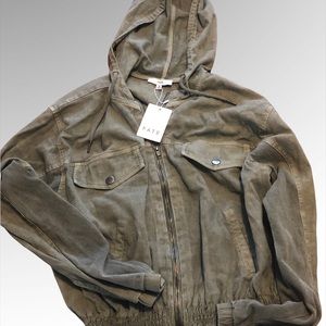 FATE woman’s NWT Army Green Jacket with hood. This is a great material.